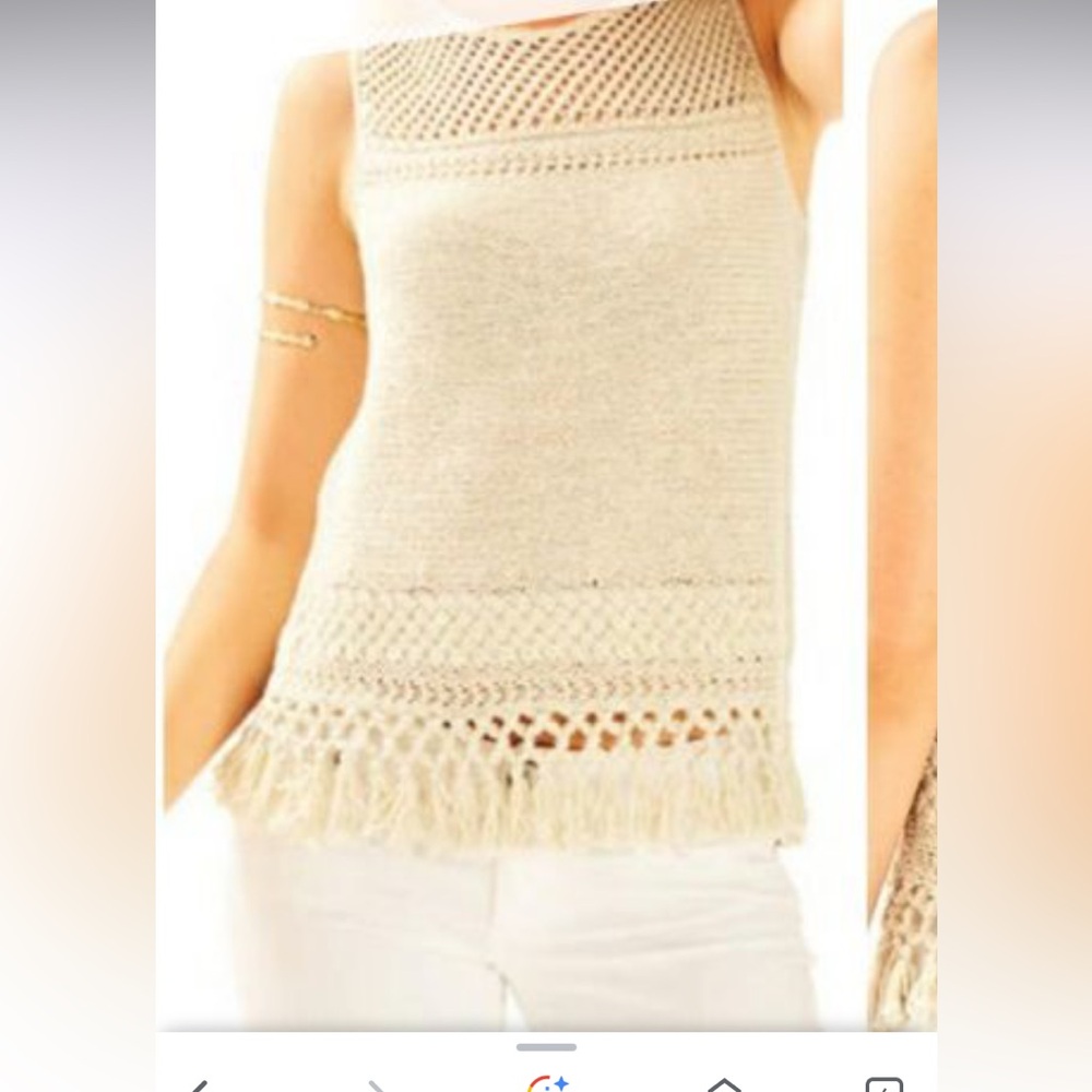Lilly Pulitzer gold knit tasseled‎ sweater. Worn twice. 168 retail .
